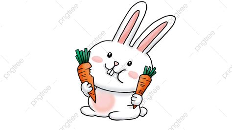 Rabbit Eat Carrot Hd Transparent Cute Rabbit Cartoon Eating Carrot