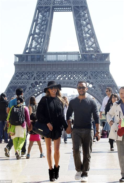 John Legend And Chrissy Teigen Pose For Selfies At Eiffel