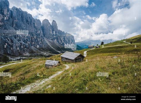 Hiking Trail Along Passo Sella Group Mountains In Dolomites Hi Res