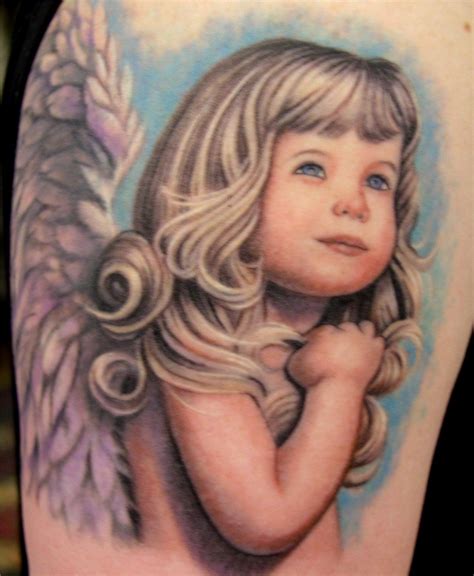 Memorial Baby Head Optical Illusion Tattoo On Back