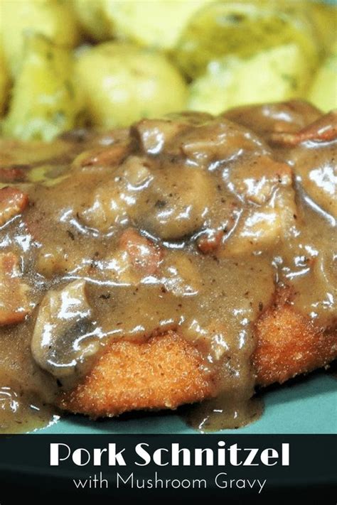 Not sure why it is called a hunter schnitzel. This Pork Schnitzel + Mushroom Gravy is a delicious meal ...