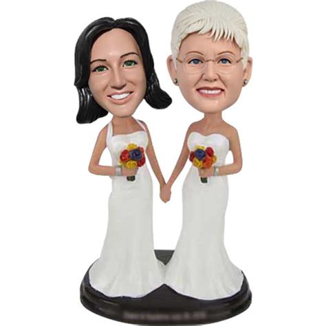 Custom Same Sex Wedding Bobbleheads For Lesbian Couple Bobble