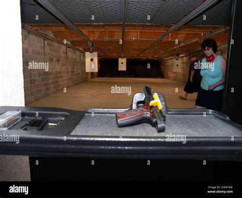 Indoor Pistol Range Stock Photo Alamy