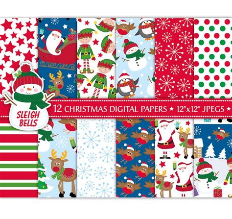 Christmas Digital Paperschristmas Scrapbook Paperssanta Etsy