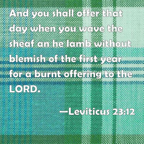 Leviticus 2312 And You Shall Offer That Day When You Wave The Sheaf An