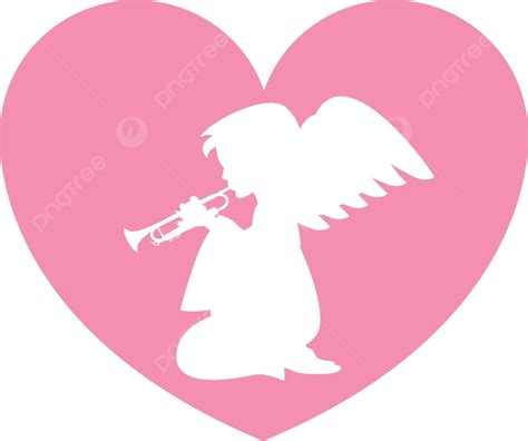 Corazón ángel Con Trompeta Silueta Silueta ángel Espiritual Vector Png