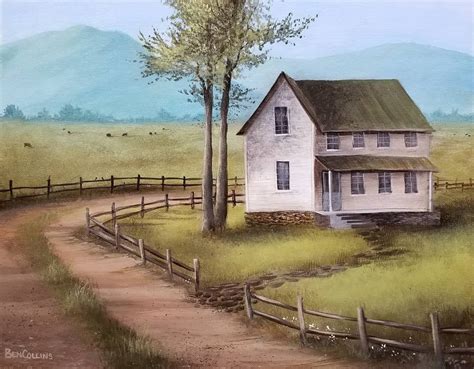 Valley Farmhouse 20x16 Original Acrylic Painting By Ben Etsy