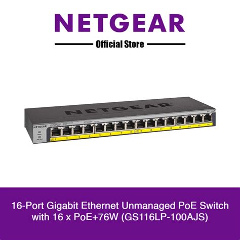 16 Port Gigabit Ethernet Unmanaged Poe Switch With 16 X Poe76w