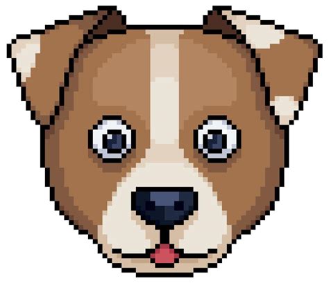 Pixel Art Dog Face Vector Icon For 8bit Game On White Background