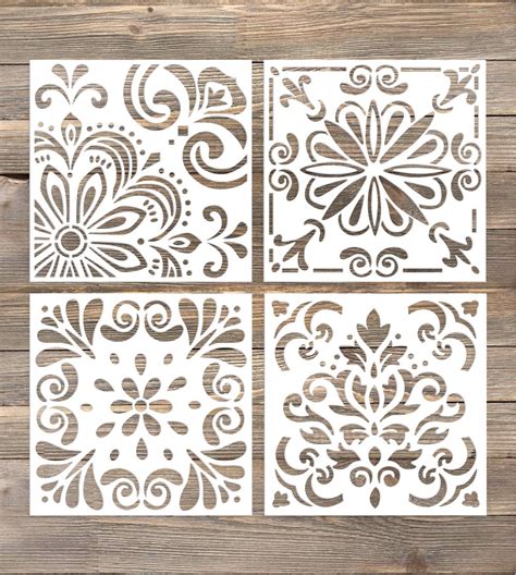 Buy Gss Designs Pack Of 4 Stencils Set 6x6 Inch Laser Cut Painting