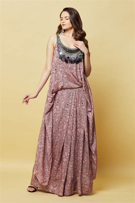 Buy Nupur Kanoi Pink B Crepe Floral Print Maxi Dress Online Aza Fashions