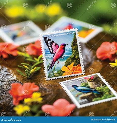 Nature S Symphony: Harmonizing Collectible Stamps Stock Photo - Image