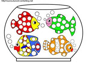 aquarium avec poissons à colorier en gommettes en couleur et aquarium 
