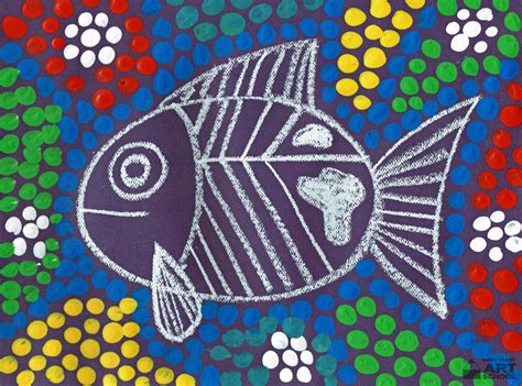 A versatile art studio with logo and illustration. Dot Painting Fish - Easy Peasy Art School