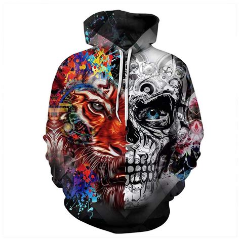 Colorful Tiger Skull 3d Printed Hoodies You Look Ugly Today