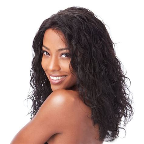 Saga Indian Remy Hair Lace Front Wig Loose Deep Wet And Wavy 1 Jet Black Hair