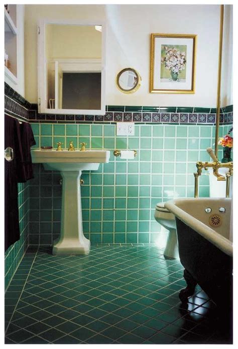 Dazzling Tile For Art Deco Baths Green Tile Bathroom Vintage