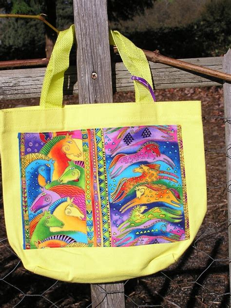 Horse Tote Bag Laurel Burch Mythical Horses Small Yellow