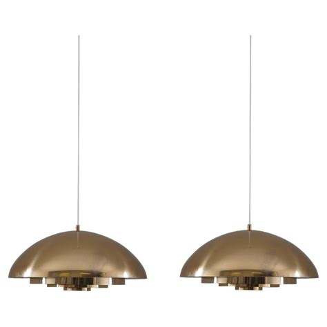 Swedish Midcentury Chandelier In Brass And Metal By Alf Svensson For
