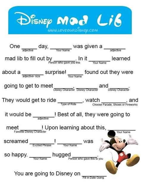 Pin By April Dikty Ordoyne On Mad Libs Disney Activities Disney