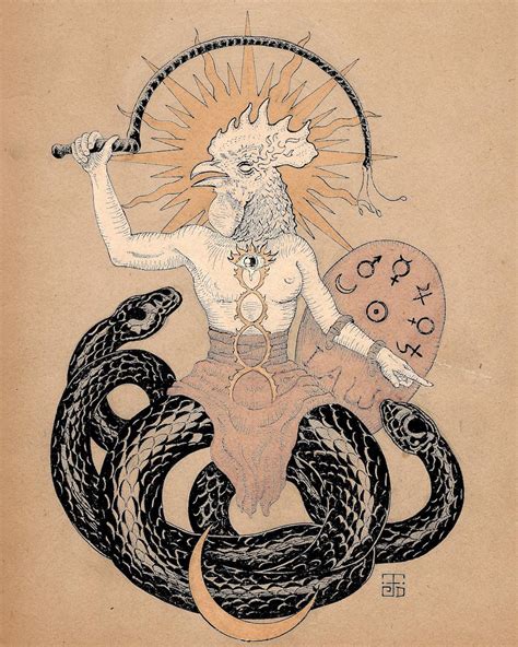 An Ink Illustration I Recently Made Of Abraxas Using Antique Paper