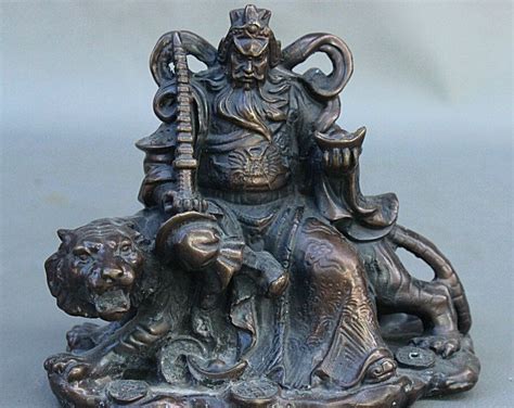 6 Folk Chinese Copper Bronze Wealth Mammon God Zhao Gongming Ride
