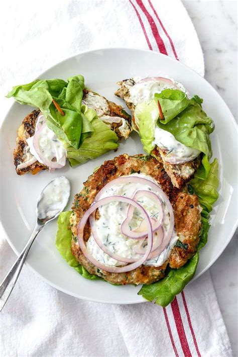 Greek Turkey Burgers Wrapped In Lettuce With Tzatziki Sauce Are A Low