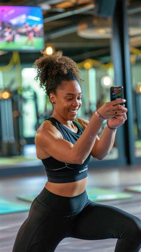 Woman Taking Selfie At Gym Fitness Selfie Gym Outfit Workout