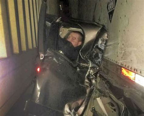 Oregon Man Pinned In His Pickup Truck Between Two Big Rigs Walks Away From Interstate Pile Up