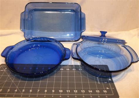 Vintage Anchor Hocking Cobalt Blue Glass Cookware Set Large Etsy