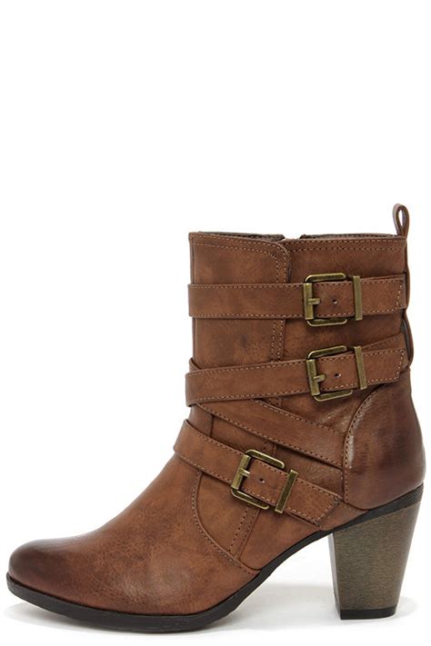 Cute Brown Boots Vegan Leather Boots High Heel Boots