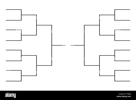 Simple Black Tournament Bracket Template For 16 Teams Isolated On White