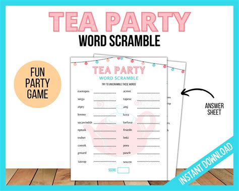 Tea Party Printable Games Bundle 8 Tea Party Fun Games Etsy
