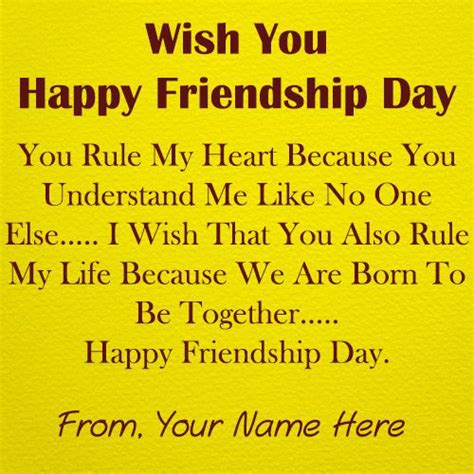 Friendship Day Sweetheart Wishes Greeting Card Message With Name