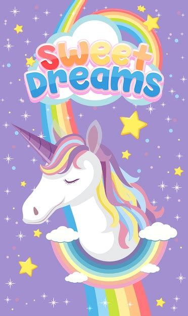 Premium Vector Sweet Dreams Logo With Cute Unicorn On Purple Background