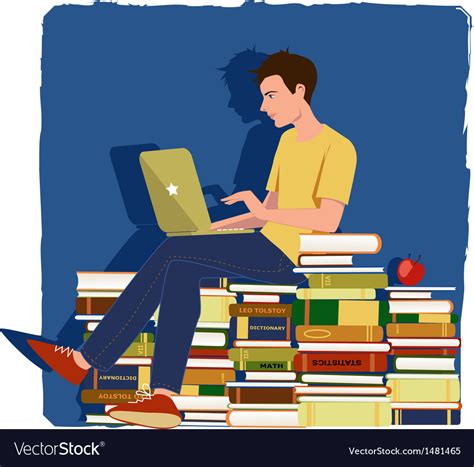 Young Man Studying Royalty Free Vector Image Vectorstock