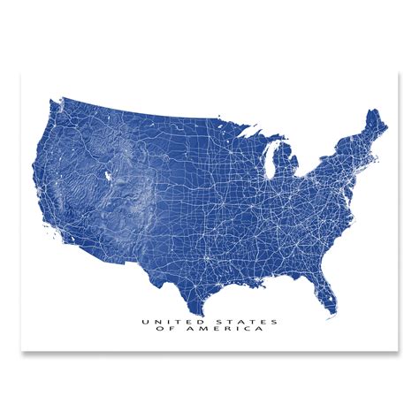 Usa Map Print United States Of America Landscape — Maps As Art