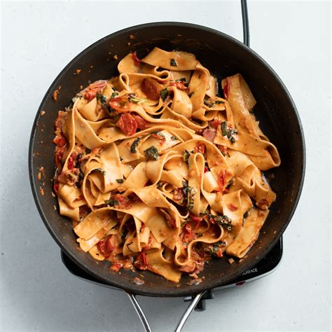 Tomato Basil And Bacon Pappardelle Pasta For Two A Flavor Journal