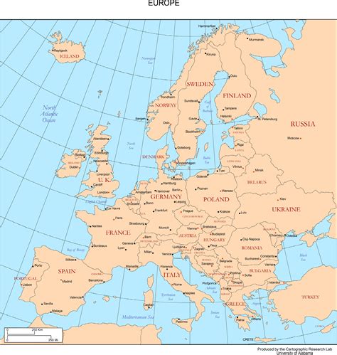 Europe Map With Major Cities