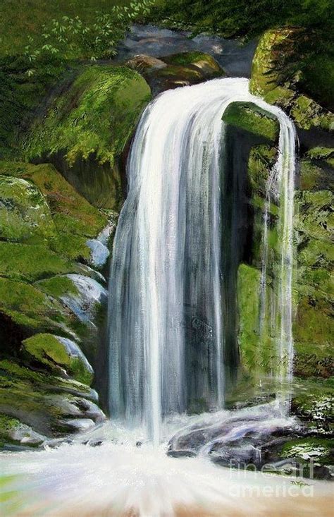 Waterfall Print By Diana Tyson Waterfall Art Waterfall Paintings