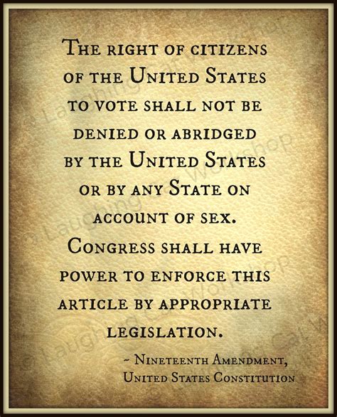 19th Amendment United States Constitution Art Print Attorney Lawyer Art