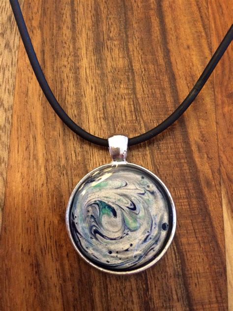 Stunning Hand Painted Abstract Pendant Necklace Abstract Pendant