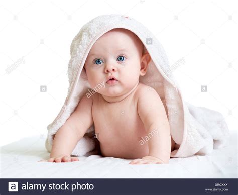 Baby Girl In Towel Stock Photo Alamy