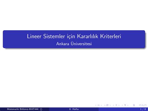 Solution Lineer Sistemler I In Kararl L K Kriterleri Studypool