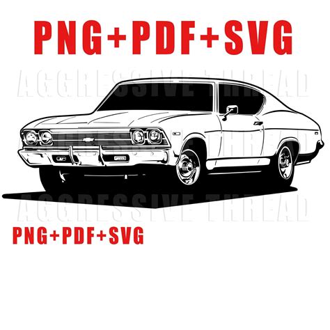 1969 Chevy Chevelle Png Graphic Clip Art File For Tshirts Etsy 1969