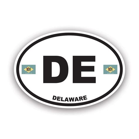 Delaware Flag Oval Sticker Decal Self Adhesive Vinyl Weatherproof