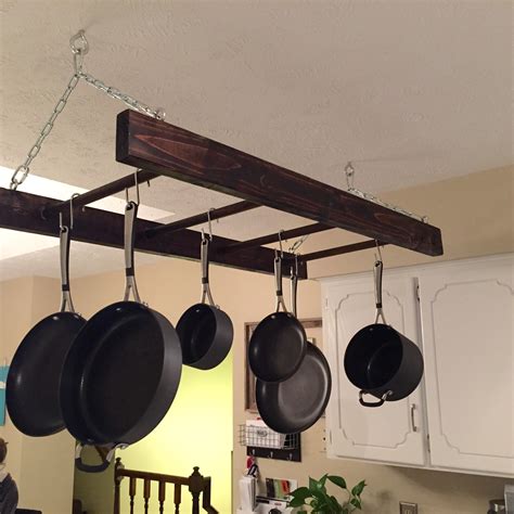 Rustic Wood Hanging Pot Rack Ladder Kitchen By Therusticraftsman