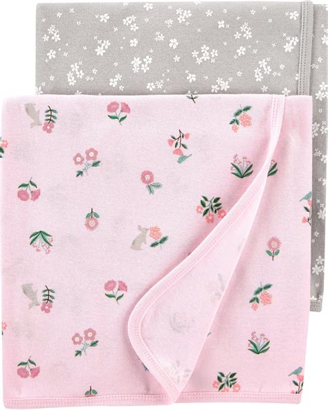 Carters Baby Girls 2 Pack Blankets Floral