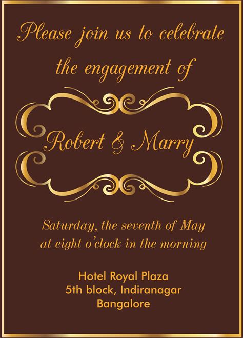 Free Gold Themed Engagement Invitation Card With Wordings Che Free