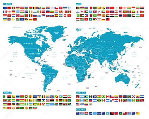 Todas Las Banderas Y Mapa Del Mundo Coleccion Del Vector De Banderas Images